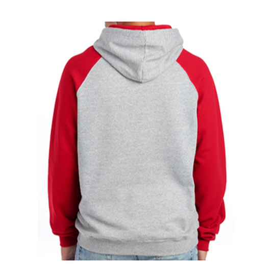NADC Jerzees® Unisex NuBlend® Colorblock Raglan Hoodie Sweatshirt - Oxford/True Red