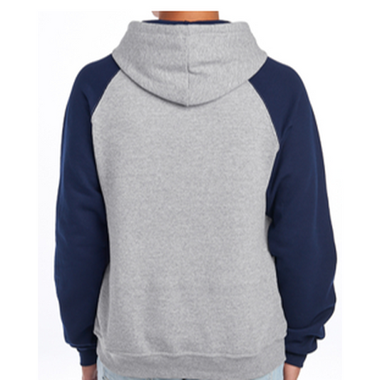 NADC Jerzees® Unisex NuBlend® Colorblock Raglan Hoodie Sweatshirt - Oxford/Navy