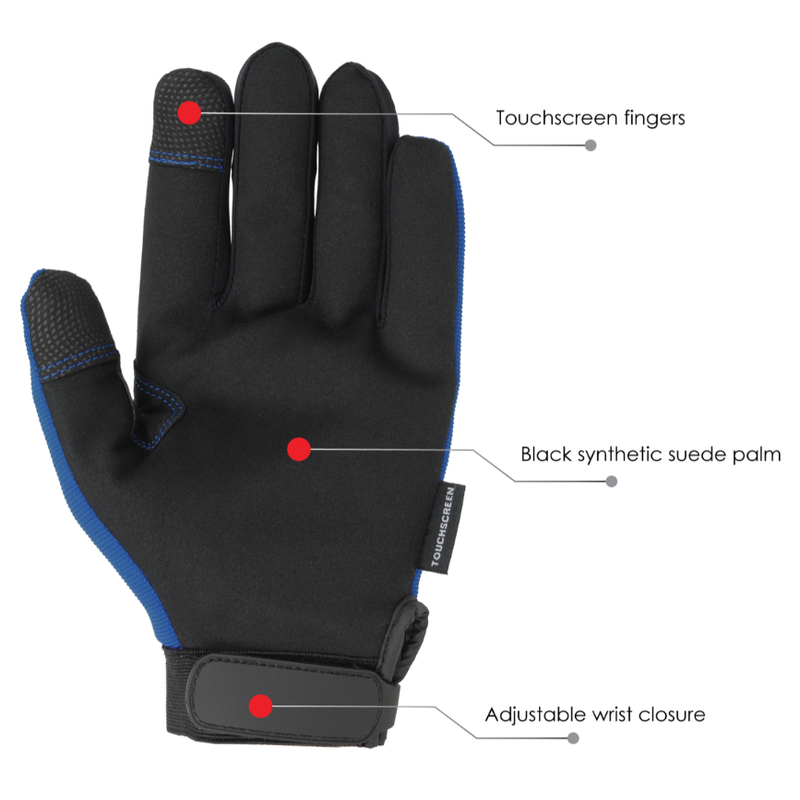 NADC Touchscreen Mechanics Gloves - Royal Blue
