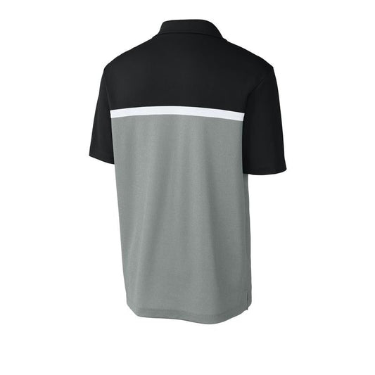 NADC Sport-Tek® UV Micropique Colorblock Polo - Black/ Grey Concrete Heather/ White