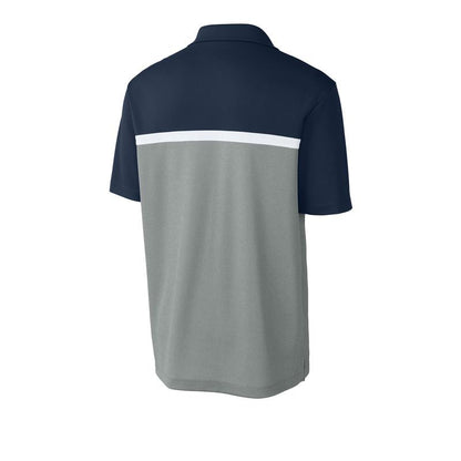 NADC Sport-Tek® UV Micropique Colorblock Polo - True Navy/ Grey Concrete Heather/ White