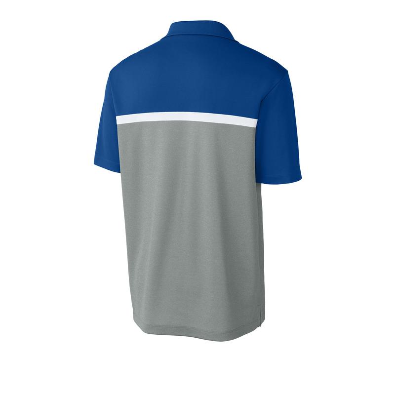 NADC Sport-Tek® UV Micropique Colorblock Polo - True Royal/ Grey Concrete Heather/ White