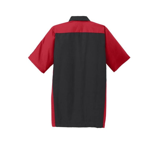 NADC Red Kap® Short Sleeve Ripstop Crew Shirt - Black/ Red