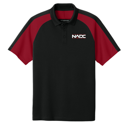 NADC Port Authority® Wearever Performance Pique Colorblock Polo - Deep Black/ Rich Red