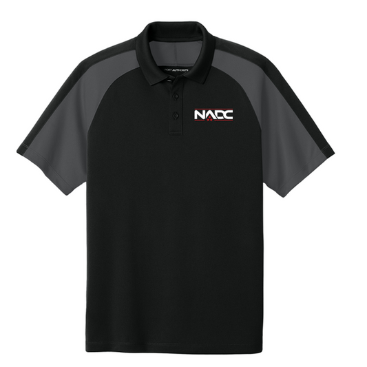 NADC Port Authority® Wearever Performance Pique Colorblock Polo - Deep Black/ Storm Grey