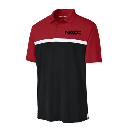 NADC Sport-Tek® UV Micropique Colorblock Polo - Deep Red/ Black/ White