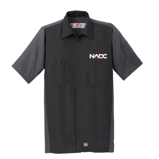 NADC Red Kap® Short Sleeve Ripstop Crew Shirt - Black/ Charcoal