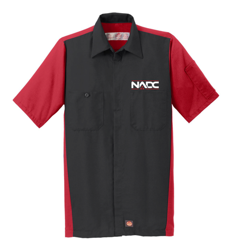 NADC Red Kap® Short Sleeve Ripstop Crew Shirt - Black/ Red