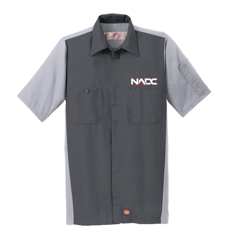 NADC Red Kap® Short Sleeve Ripstop Crew Shirt - Charcoal/ Light Grey