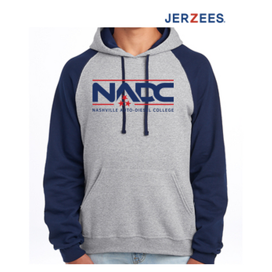 NADC Jerzees® Unisex NuBlend® Colorblock Raglan Hoodie Sweatshirt - Oxford/Navy