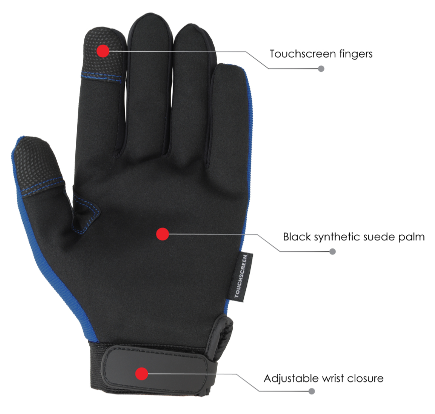 NADC Touchscreen Mechanics Gloves - Royal Blue